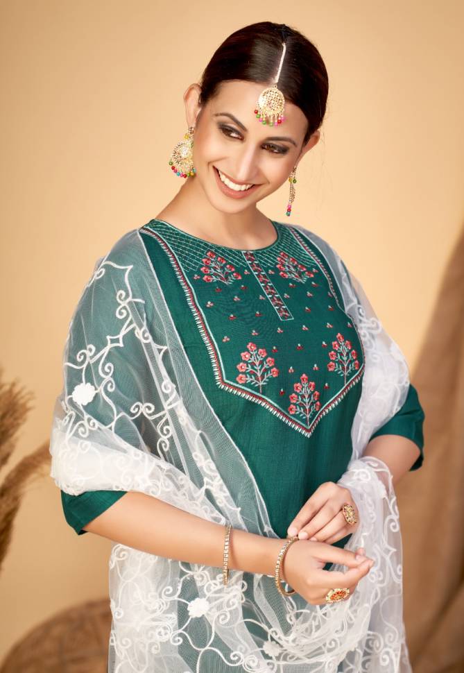 Naari 1 New Exclusive Wear Heavy Silk  Kurti Pant With Dupatta Readymade Collection